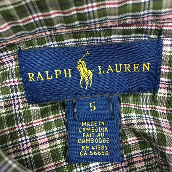 Ralph Lauren Boy Check Button Down Shirt Size 5 - Picture 7 of 8
